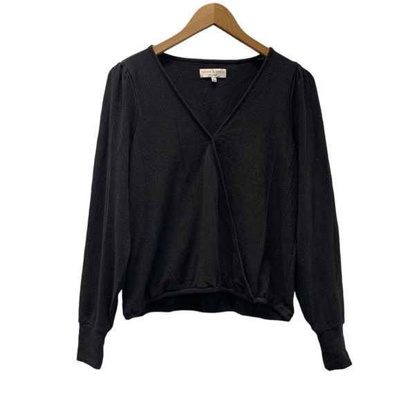 Madewell Tops - Madewell Texture & Thread Sz S black wrap knit blouse top